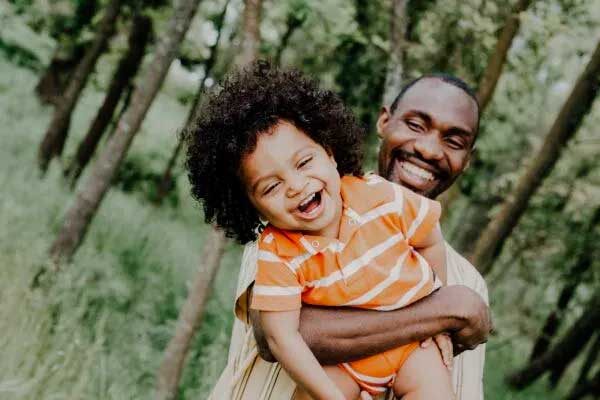 Father and child happy